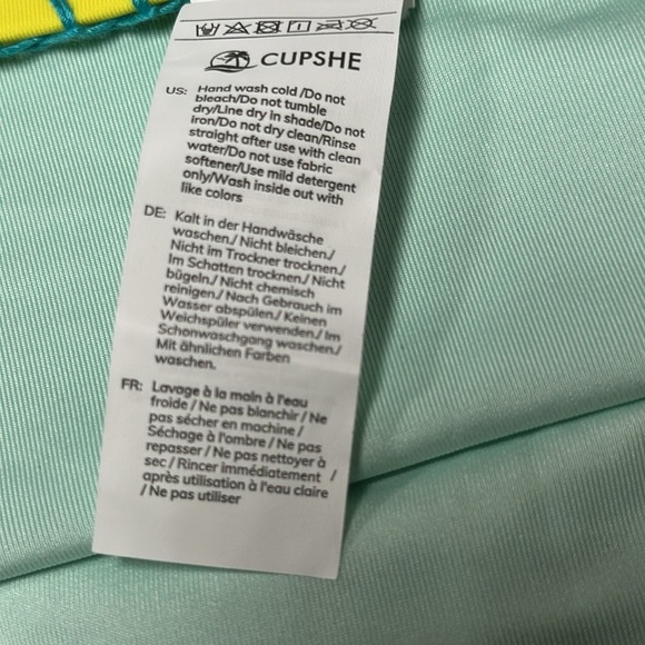 Cupshe Swim Bikini Bottom Swimwear Blue/Yellow size Large NWOT Crochet detail - Picture 9 of 16